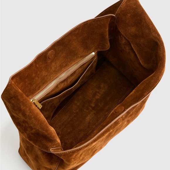 Quince Italian Suede Slouchy Shoulder Bag Brown NEW In Dust Bag Size Medium - Picture 4 of 11